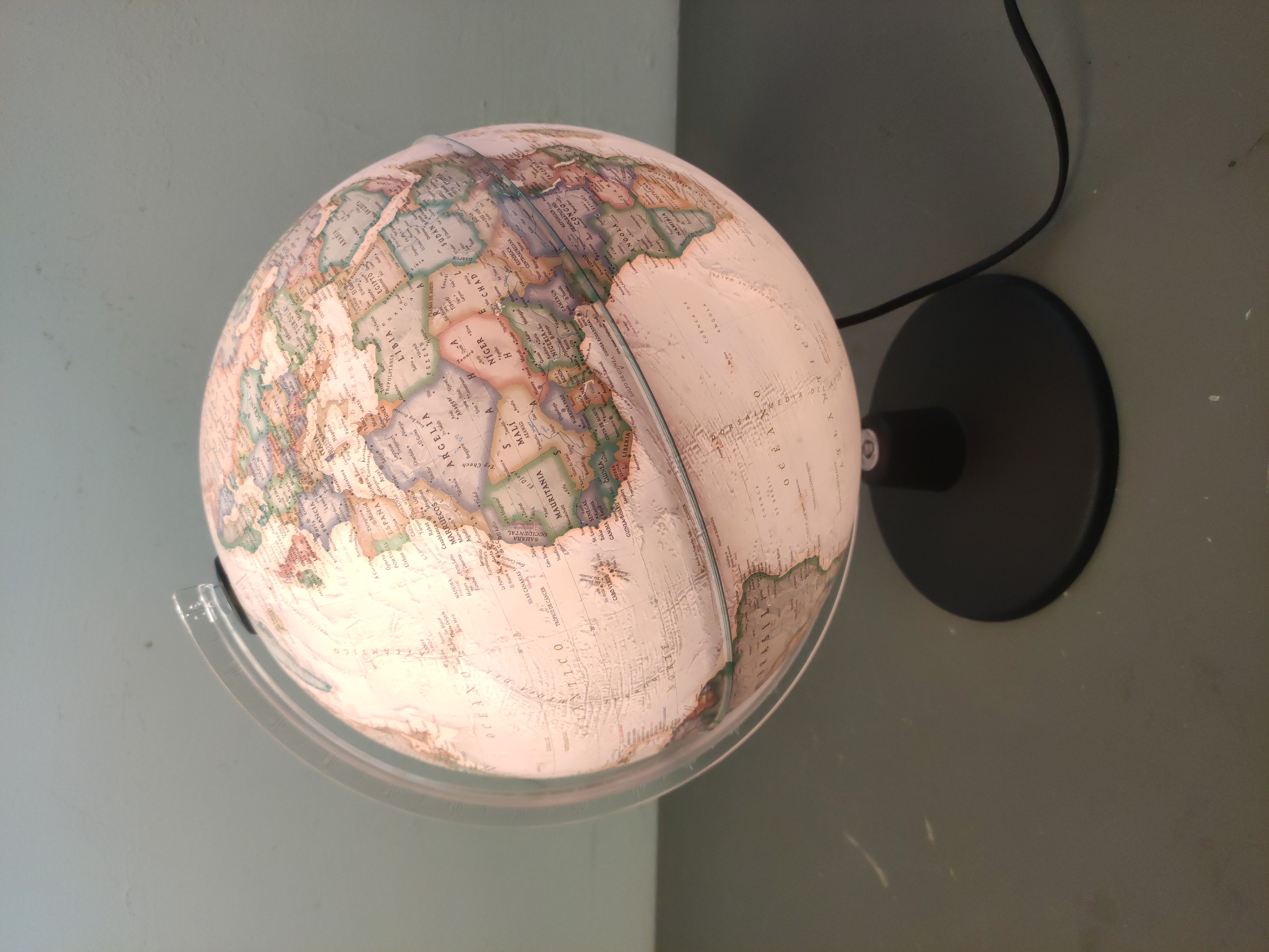 globo terraqueo deco plast luz alt 41o30 1u